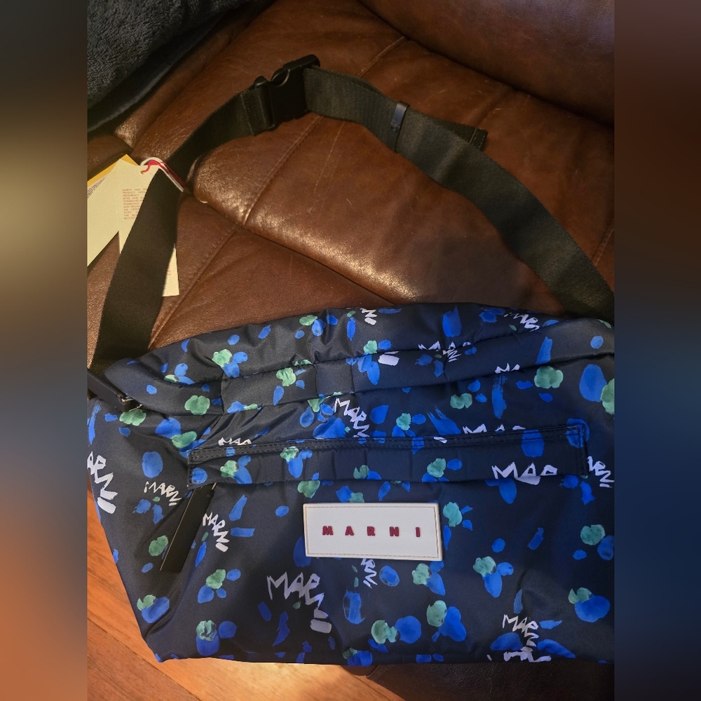 Marni Black and Blue Floral Crossbody Bag [Fanny Pack Style]